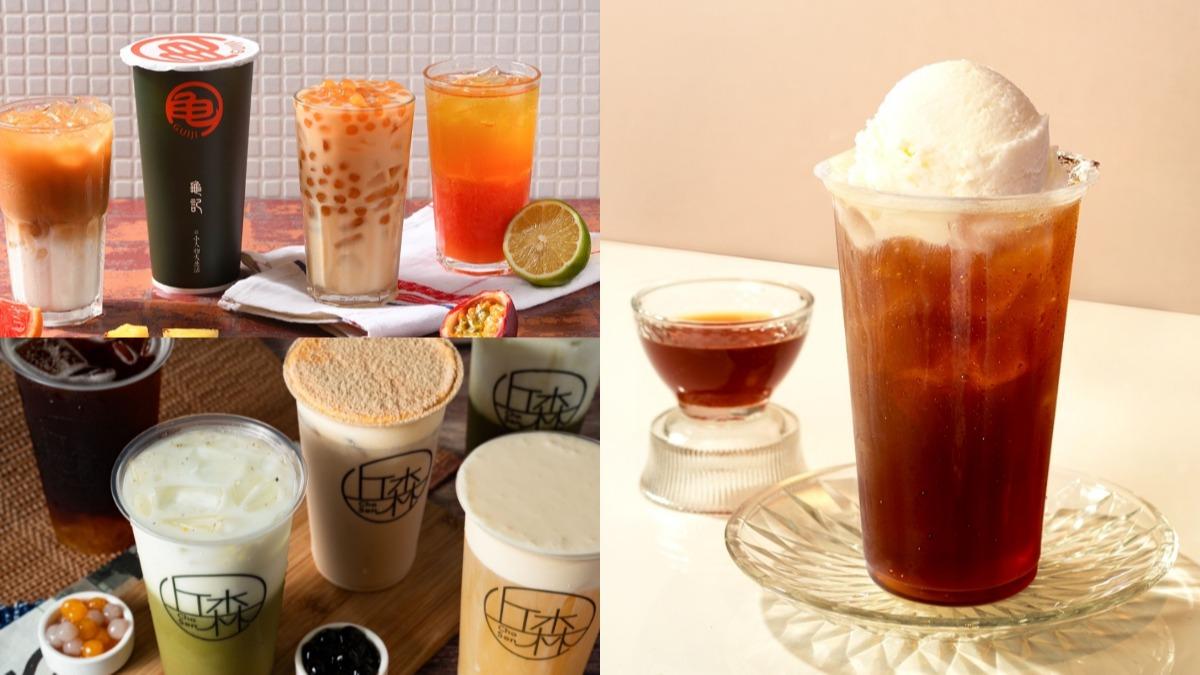 12家手搖飲品牌與《食尚玩家》推出獨家優惠。（圖／龜記、老賴茶棧、丘森茶室提供）