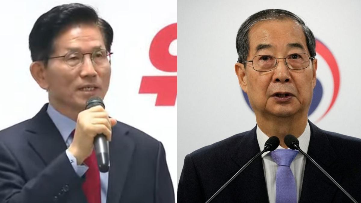 韓國執政黨國民力量突宣布取消金文洙（左）參選資格，改由韓悳洙上陣。（圖／取自YT、達志影像美聯社）