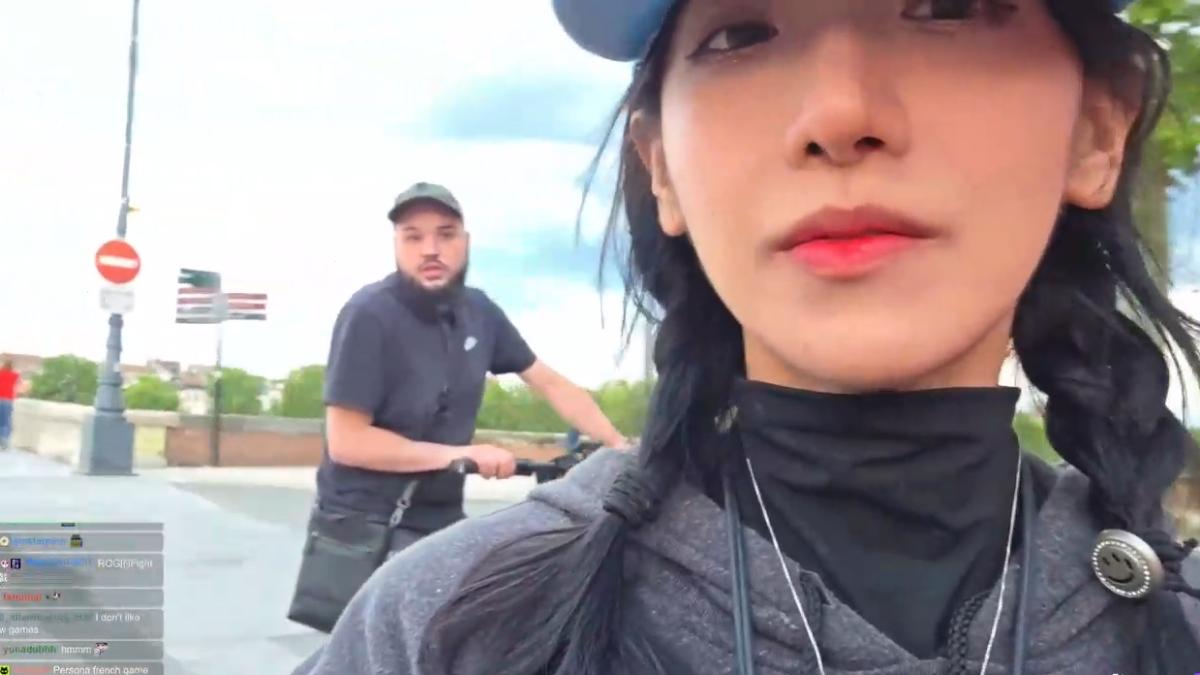 企鵝妹在法國街頭被怪男襲擊、辱罵。（圖／翻攝自twitch）