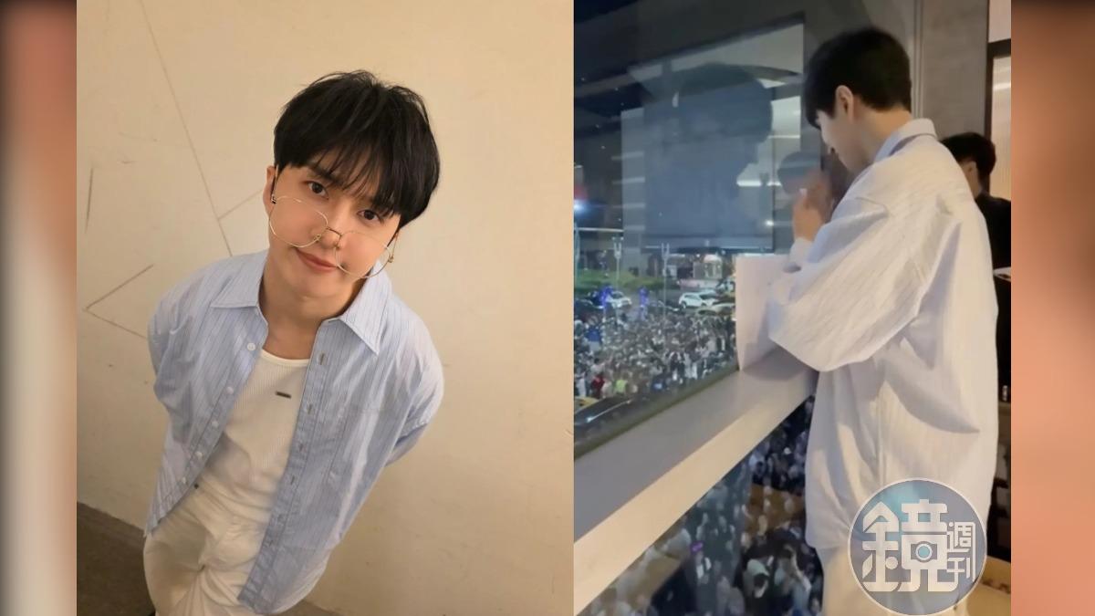 韓團VIXX成員KEN上週六在台北信義區被千人「巧遇」。（左翻攝KEN IG、右 讀者提供）