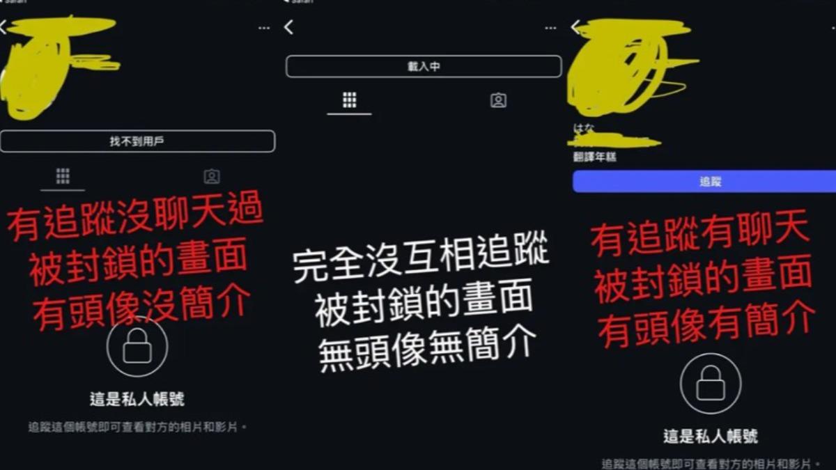 網友實測封鎖帳號後的情況。(圖／翻攝自Dcard）