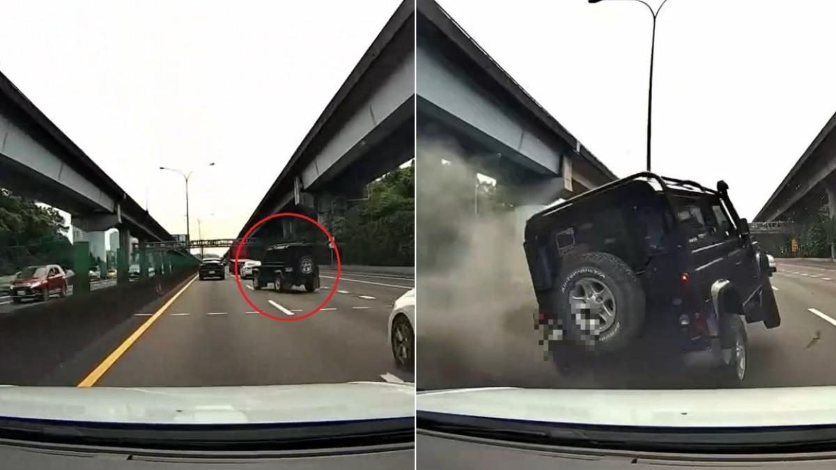 撞擊瞬間曝！國道上「路虎」駕駛疑發病　跨4車道猛撞不治