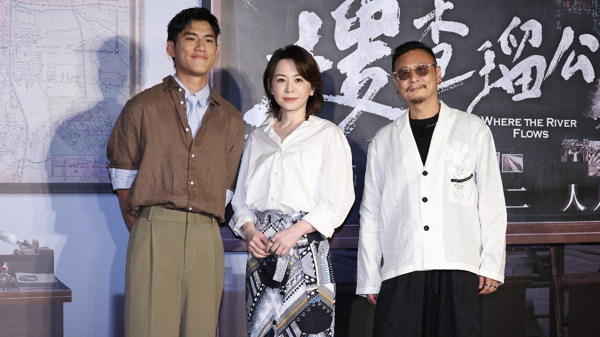 《搜查瑠公圳》（左起）朱軒洋、潘儀君、張世飾演一家人。（圖／記者張哲鳴攝影）