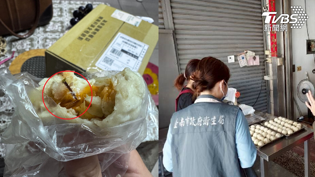 民眾朝聖暴紅水煎包竟咬到蟑螂腳，還遭業者要求下架評論。（圖／民眾授權、TVBS）