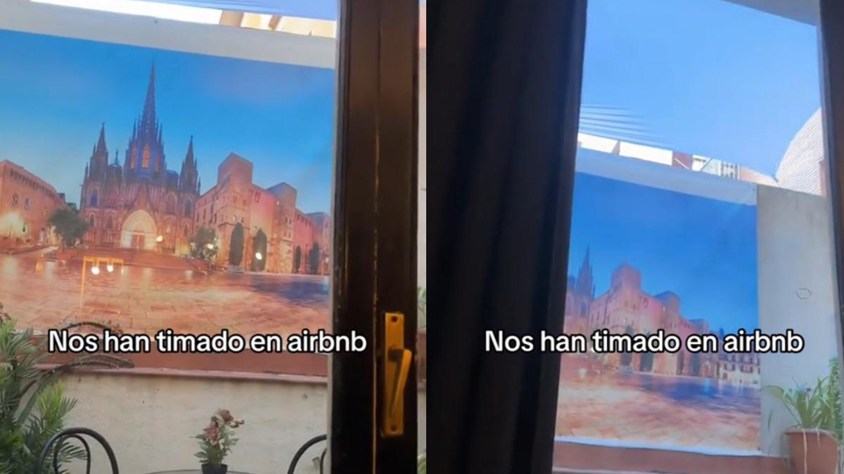 airbnb稱可以看到大教堂風景，實際上只是大型輸出物。（圖／取自airbnb）