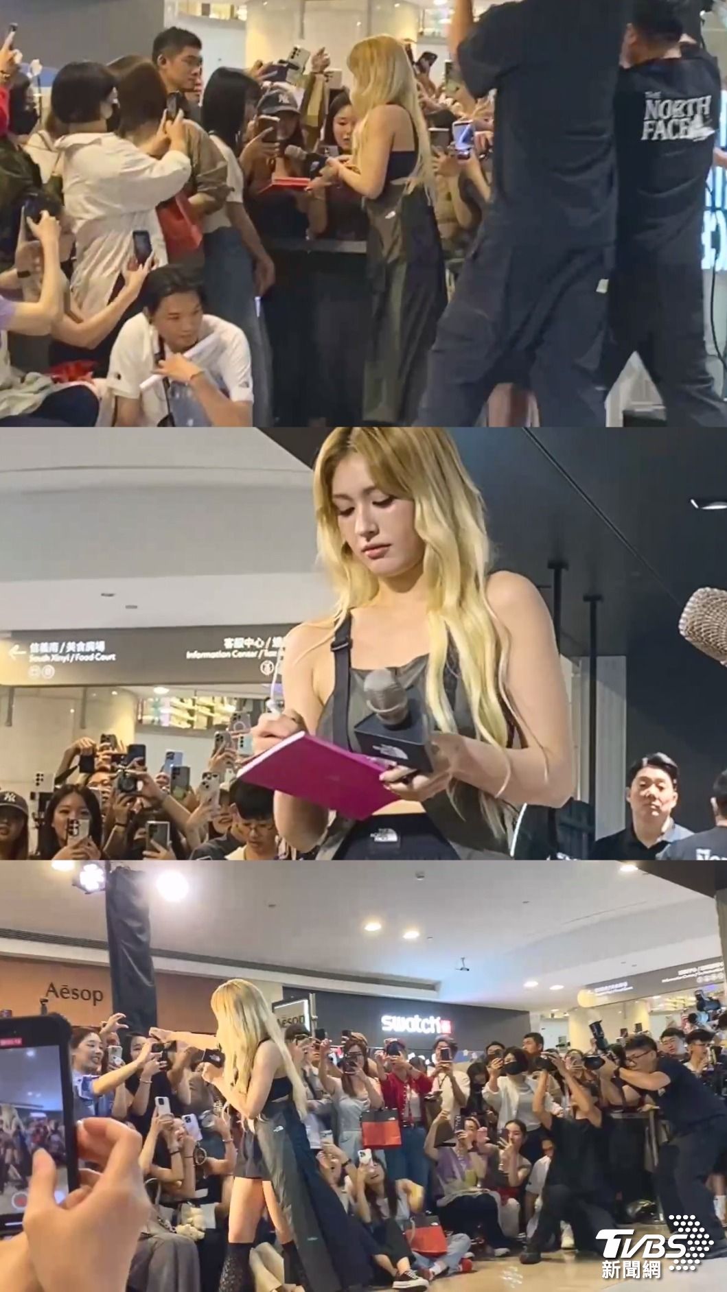 SOMI衝去拿粉絲的專輯簽名,也跟現場媒體互動。(圖/林坤緯攝)