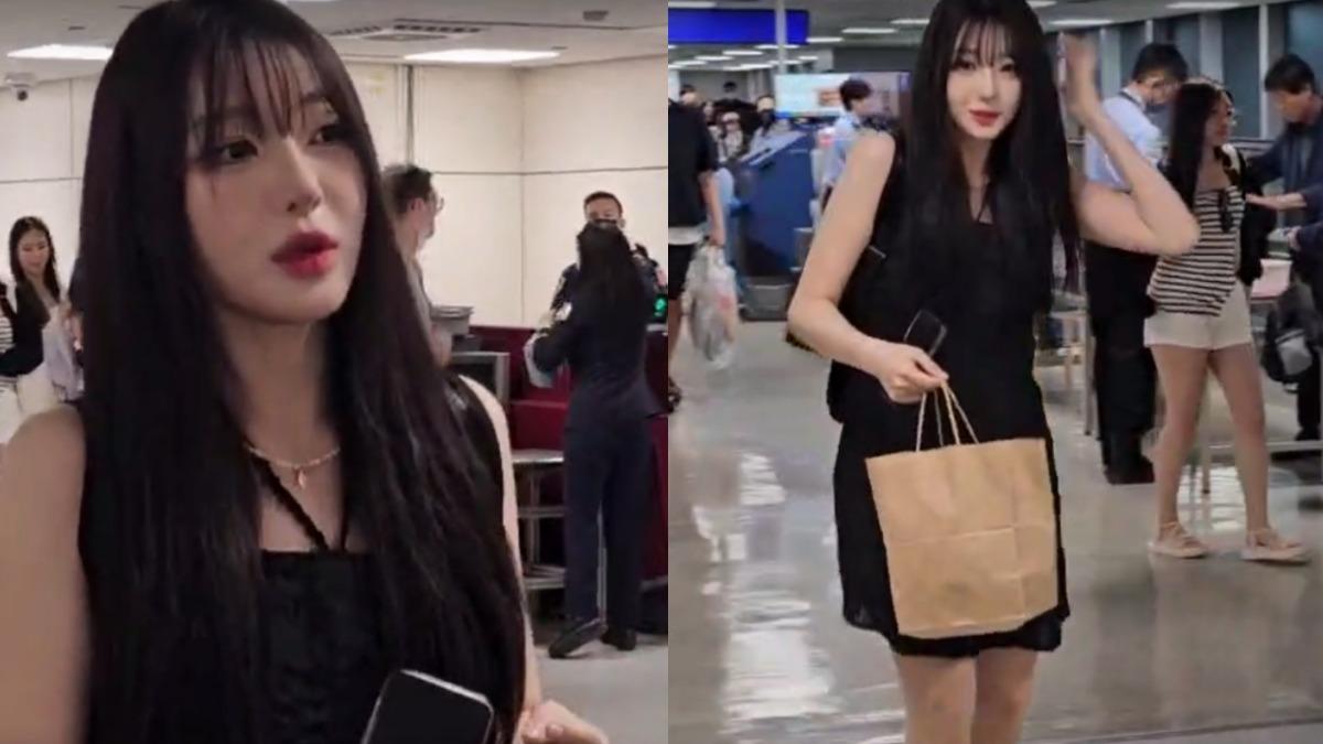 權喜一襲黑色短洋裝現身。（圖／TVBS）