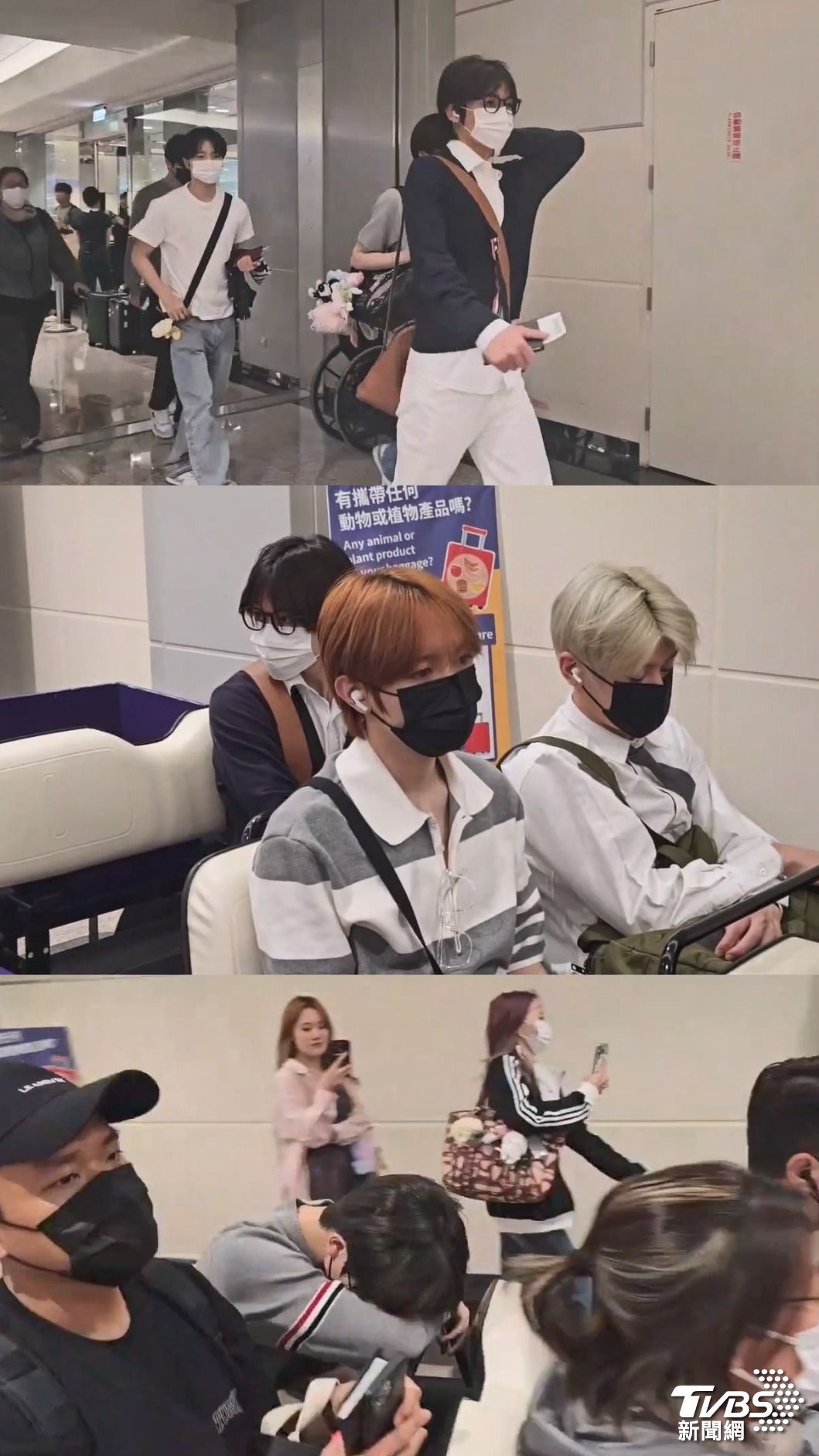 NCT WISH抵達台灣時顯得頗為疲累,成員一上車就休息。(圖/林志偉攝)