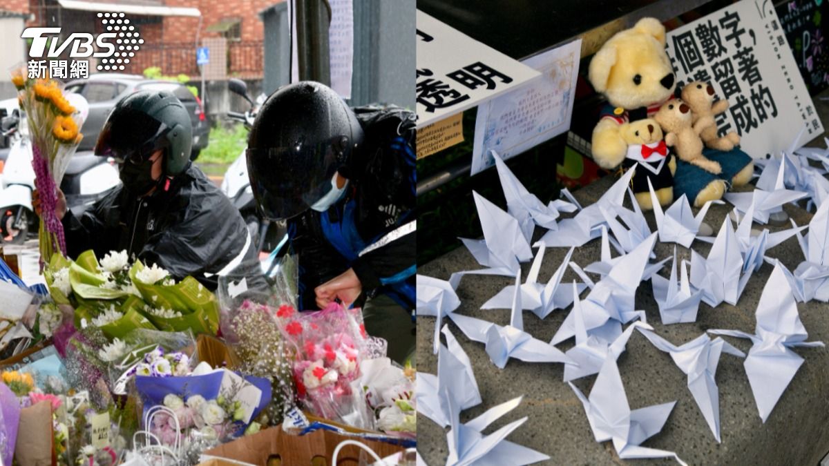 三峽車禍頭七悼念！民眾鮮花、紙鶴湧入　法師繞路口誦經