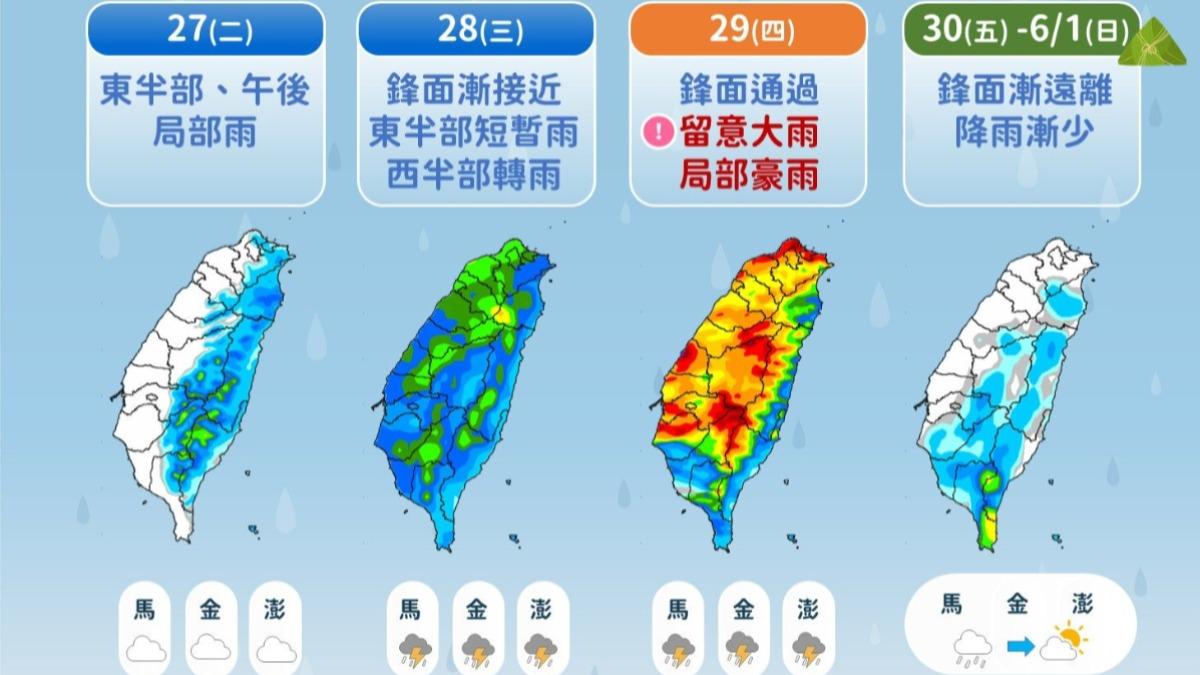 天氣／明起短暫回溫　週四鋒面再來襲！雨恐下到端午前　