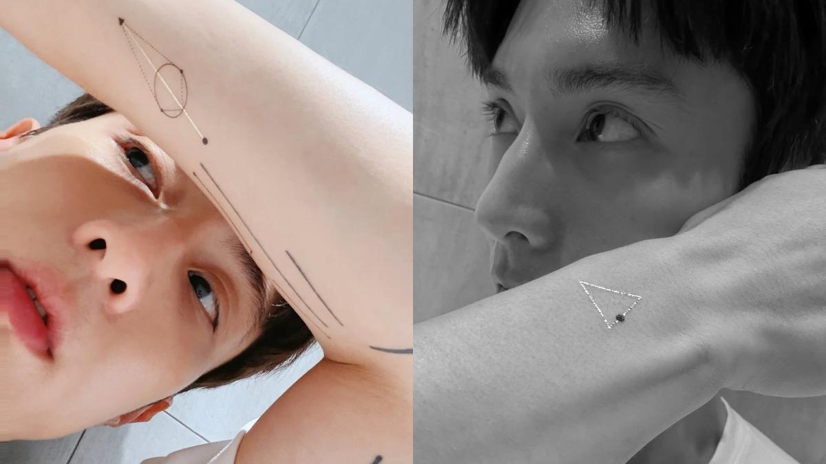 阿本的刺青選擇簡約線條風格，圖案極具現代感。（圖／翻攝自阿本IG）