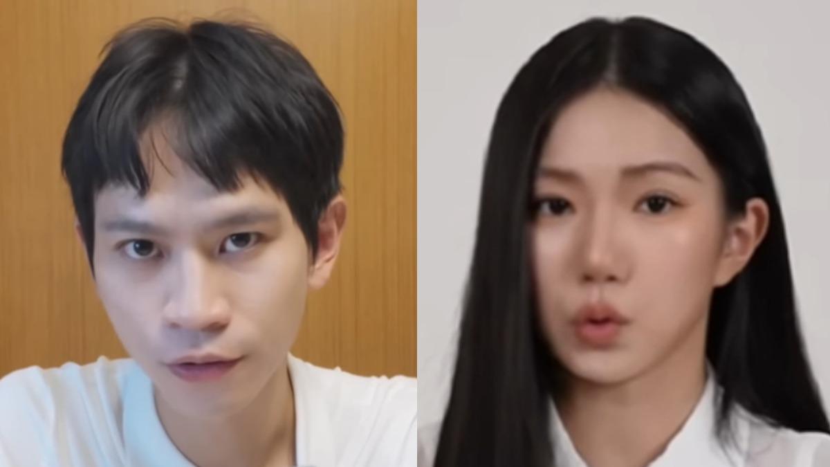 前情侶檔Andy老師（左）、家寧（右）。(圖／翻攝自Andy老師、秘月期POPOO YT）