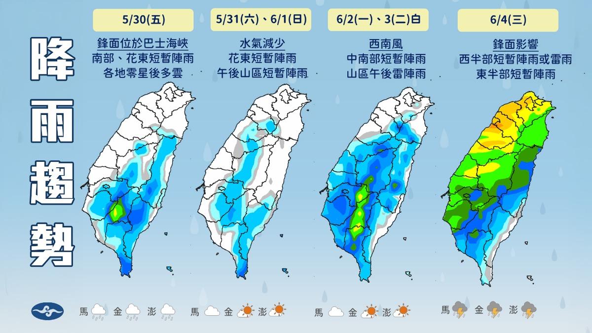 天氣／明起漸轉晴！週日氣溫飆回31度　「這天」下波鋒面再殺到