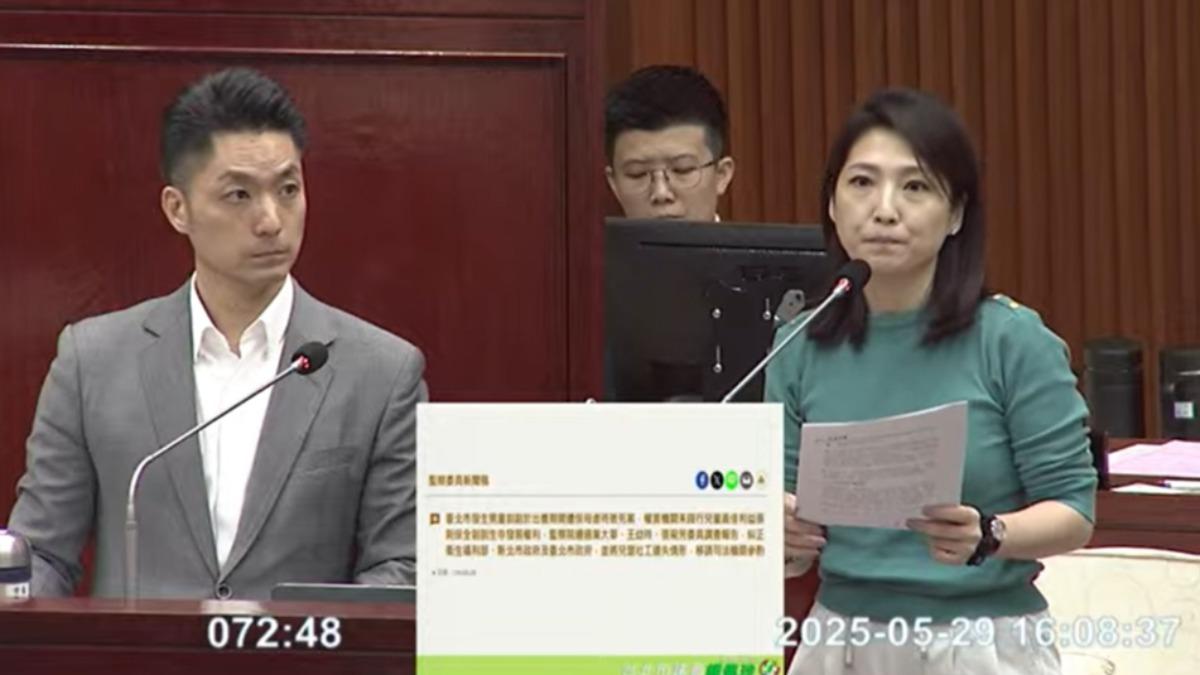 監察院糾正台北市政府有關剴剴案，台北市長蔣萬安（左）表示該罰就罰。（圖／翻攝台北市議會直播）