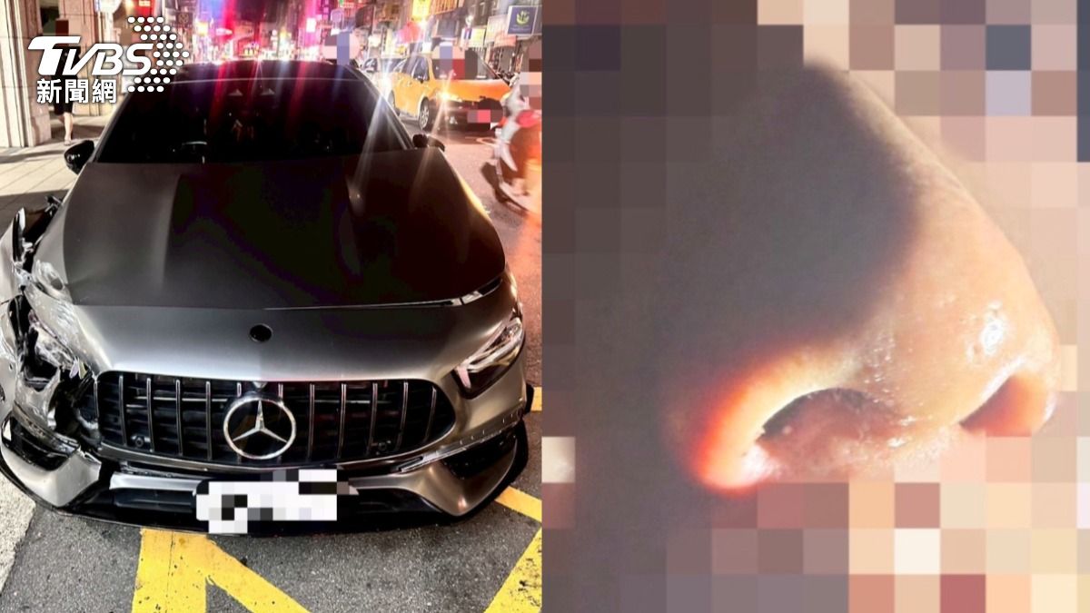 新北男開賓士撞車！下車「鼻沾白粉」宛如白鼻心一驗慘了