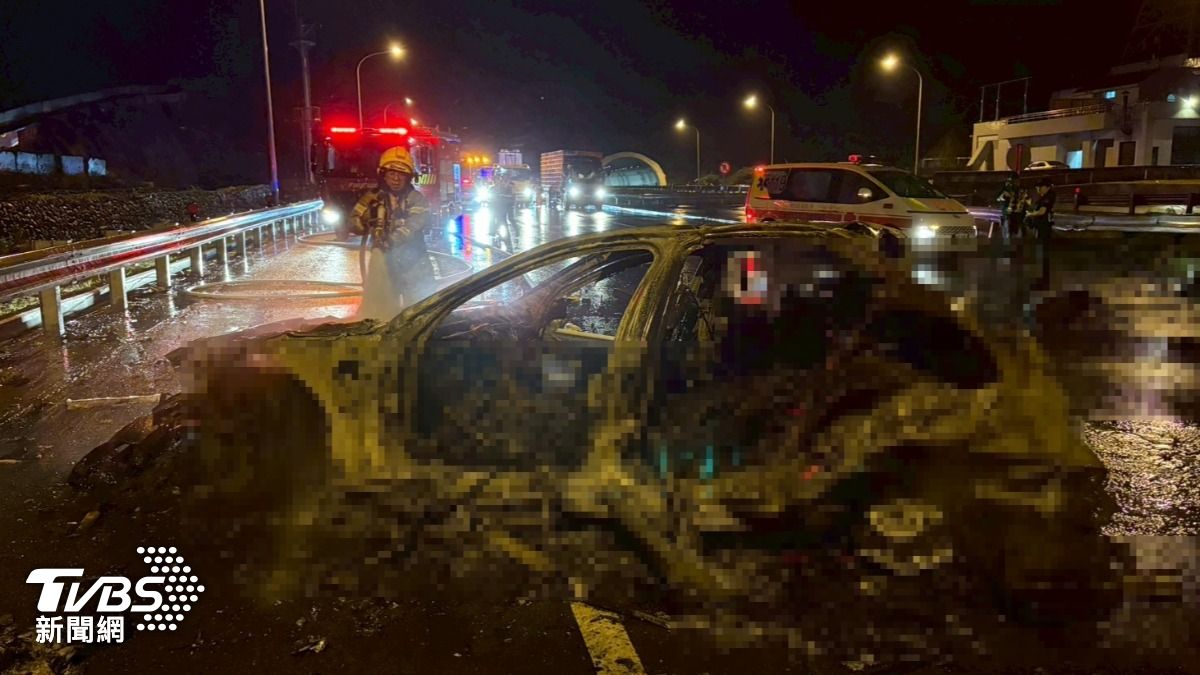國3中寮隧道出口25歲男自撞噴飛慘死　整台車燒成廢鐵