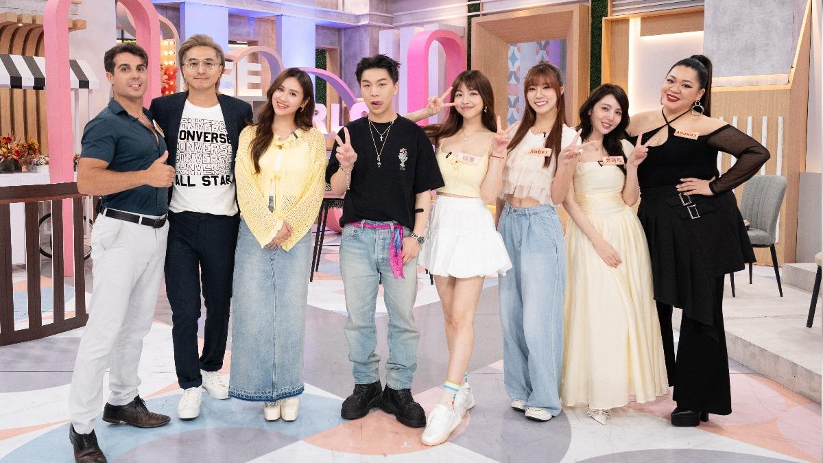 佩德羅（左起）、王少偉、Sandy、派翠克、玥熹、Amber、朱琦郁及Amanda。（圖／東森提供）