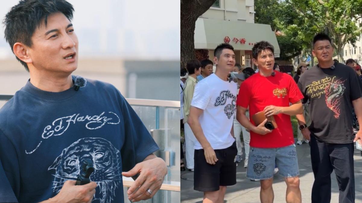 吳奇隆做節目引來人群圍觀。（圖／翻攝自星聞快遞微博）