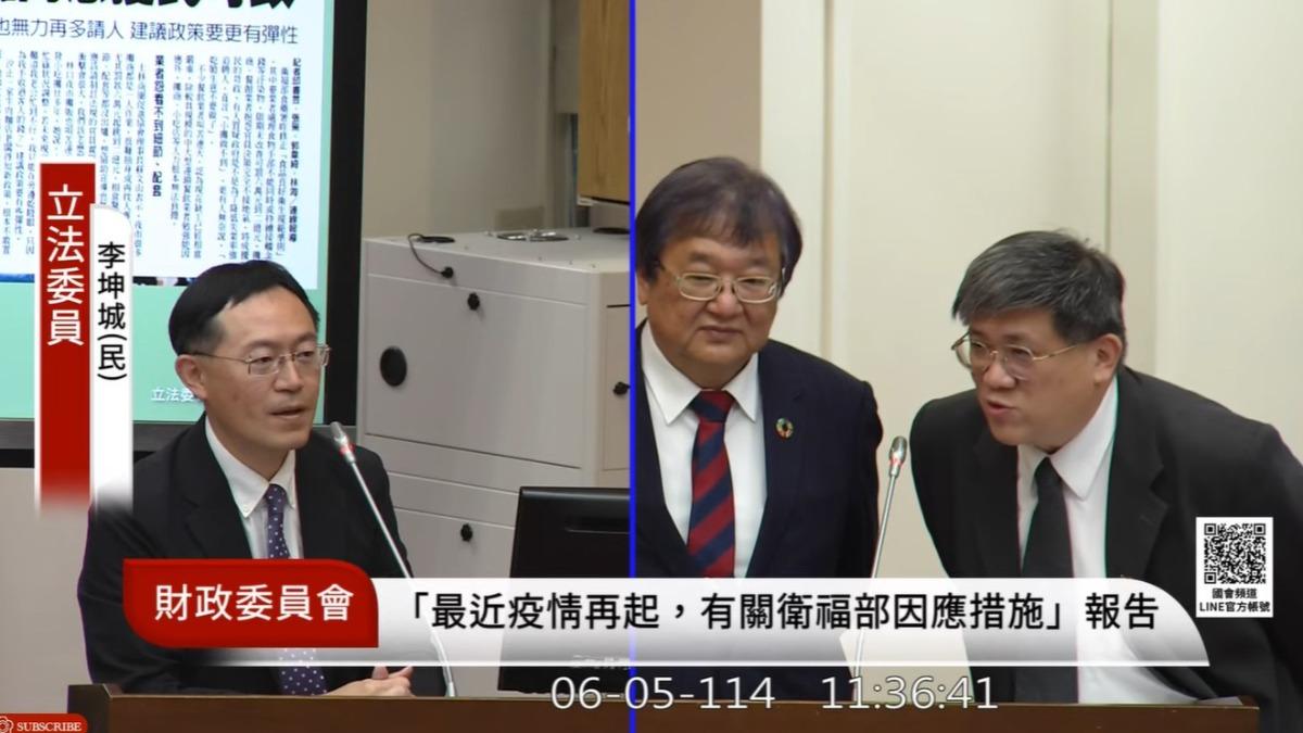 衛福部長邱泰源和食藥署副署長王德原接受質詢。（圖／翻攝自國會頻道）