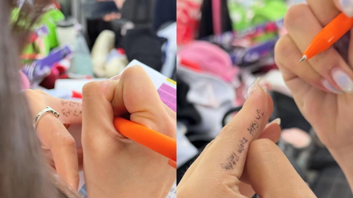 禹洙漢（左)、廉世彬手指上放小抄。（圖／翻譯提供）