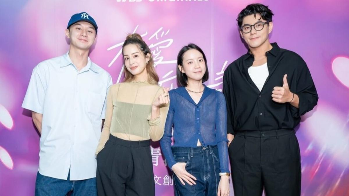 張軒睿（左起）、莫允雯、程予希、李程彬出席殺青酒。（圖／TVBS提供）