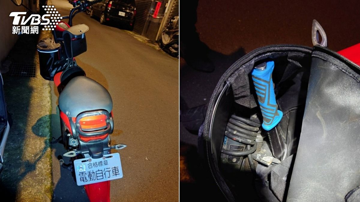 警方查獲電動車以及刀械。（圖／TVBS）