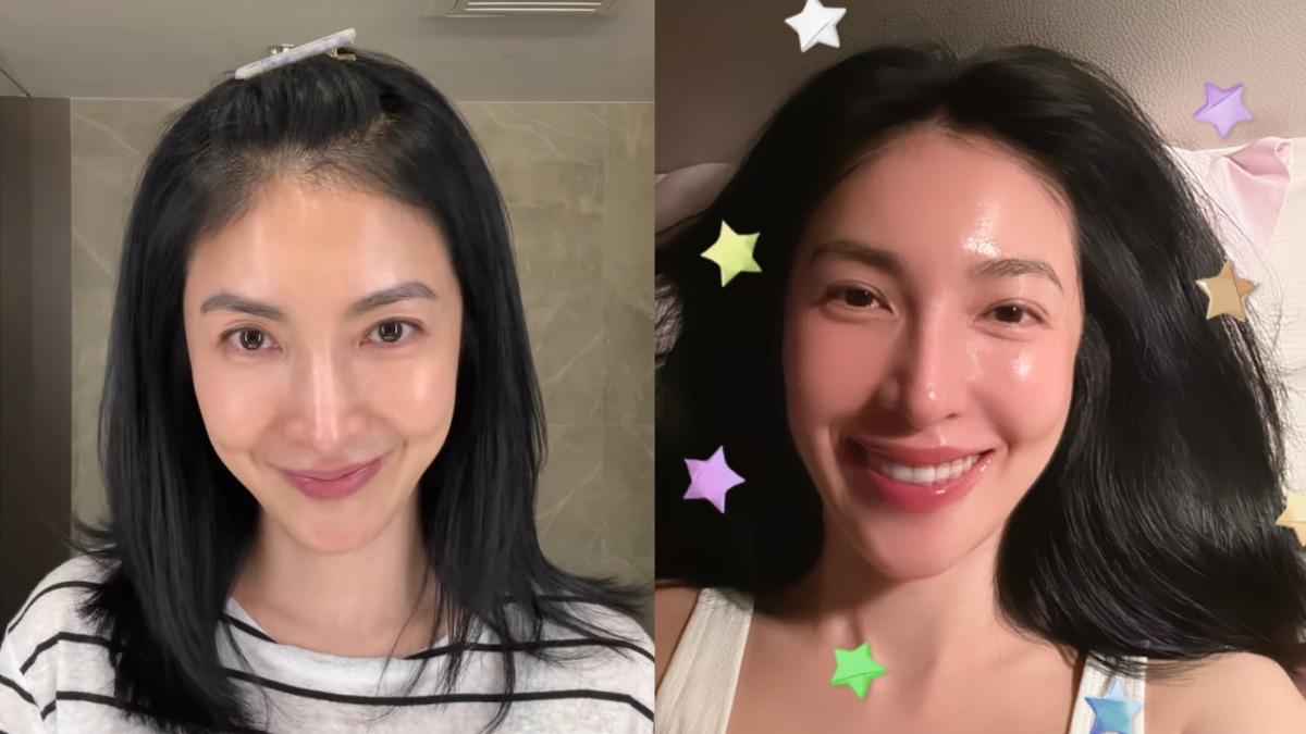 楊謹華在影片中毫無偶像包袱地對著鏡子卸妝，清楚呈現她的保養步驟與細節。（圖／翻攝自楊謹華IG）