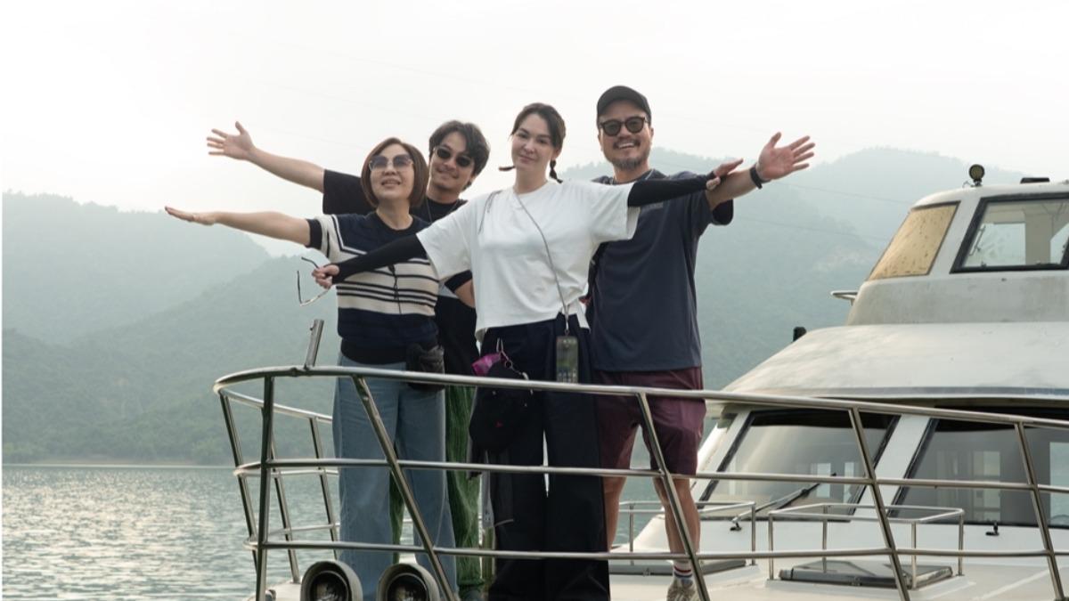 張榕容(右2)首次錄實境秀,感謝楊銘威(左2)一句話舒緩緊張。(圖/台灣大哥大MyVideo提供)