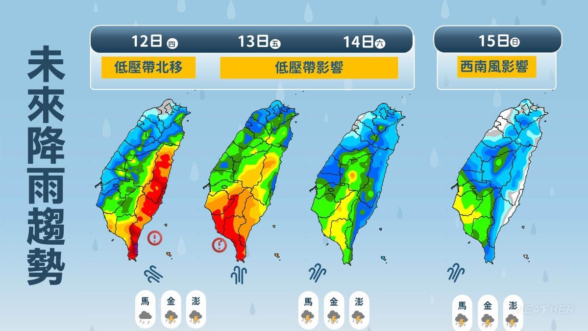 本周降雨趨勢。（圖／TVBS）