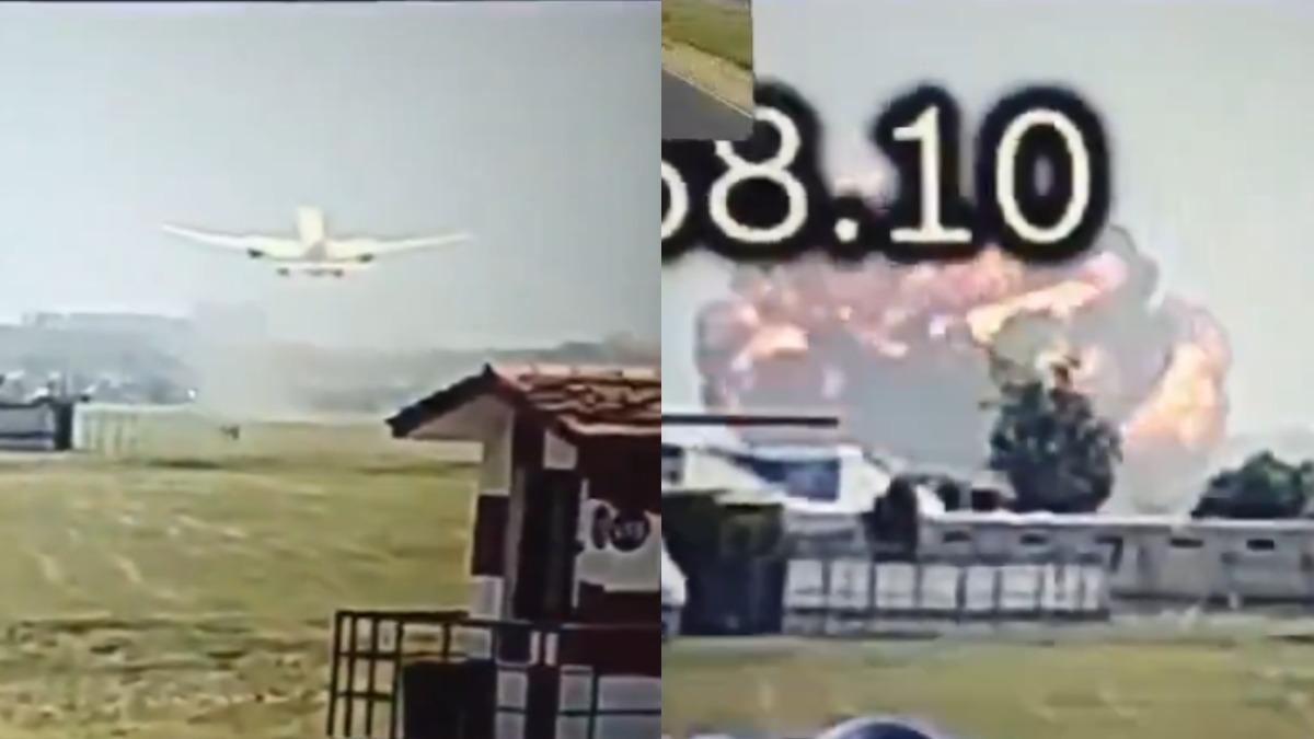 印度航空起飛到墜機的過程，全被機場監視器捕捉下來。（圖／翻攝自Ｘ＠aviationbrk）