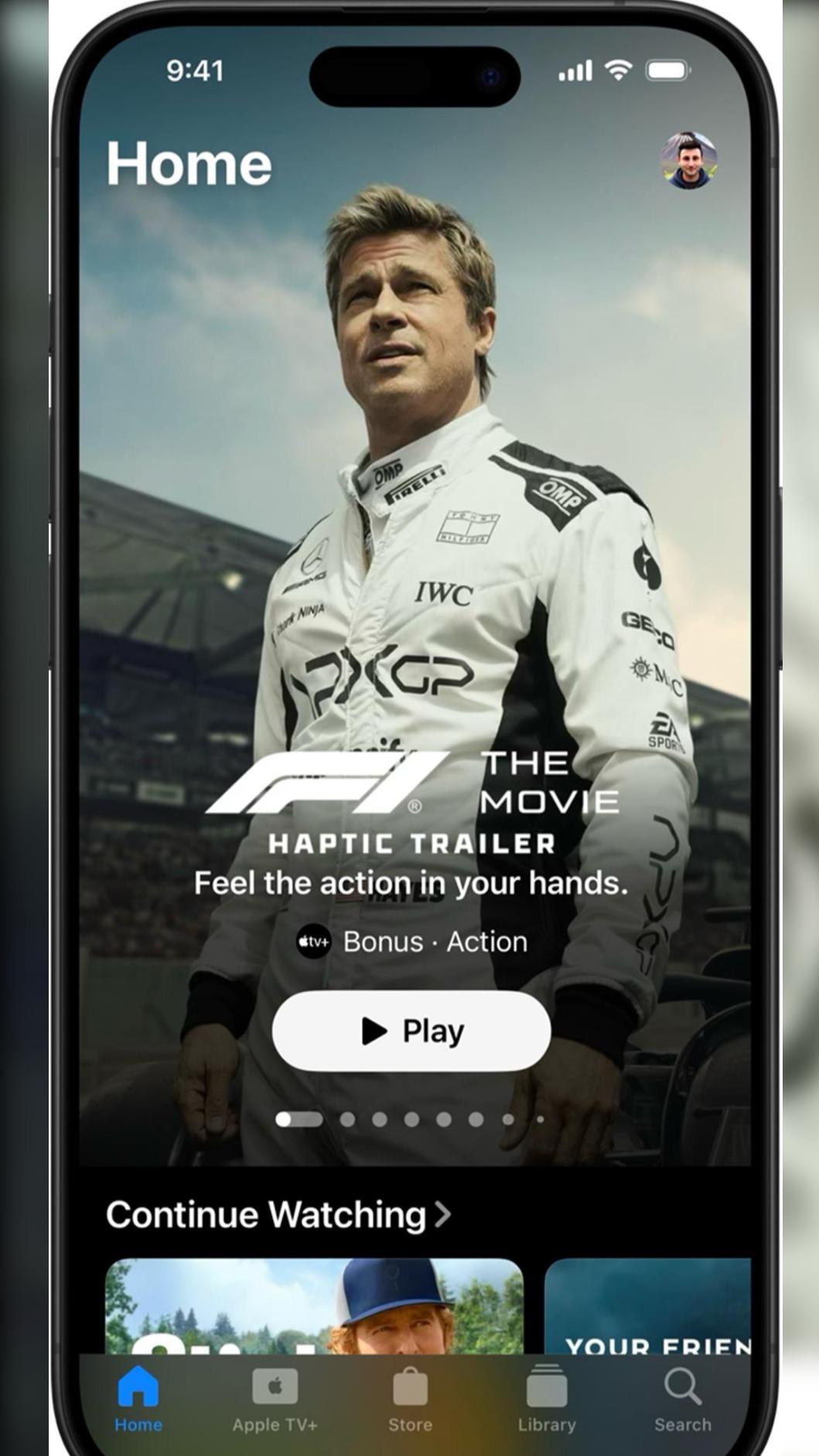 《F1電影》首創全新iPhone獨家觸覺回饋預告。(圖/APPLE TV+提供)