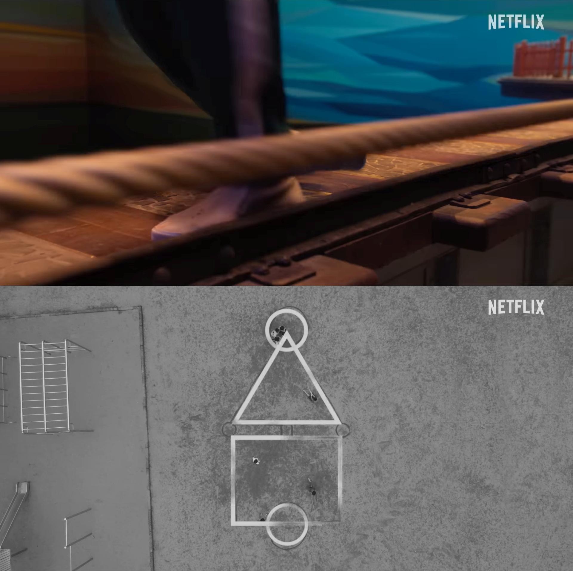 預告中出現高空跳繩跟沙地上的遊戲畫面。（圖／翻攝自Netflix YouTube）