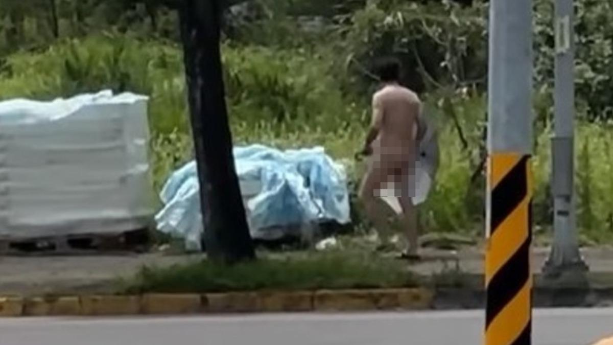 淡水里民6月16日中午直擊裸男。（圖／翻攝自彭瑀筑臉書）