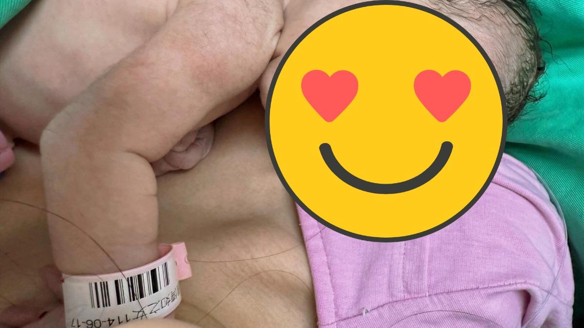 鄒佩君的孫女平安降落地球。（圖／翻攝自鄒佩君臉書）