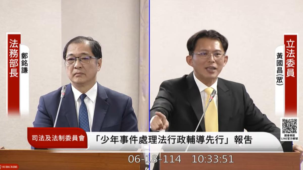 法務部長鄭銘謙、民眾黨團總召黃國昌。（圖／TVBS）