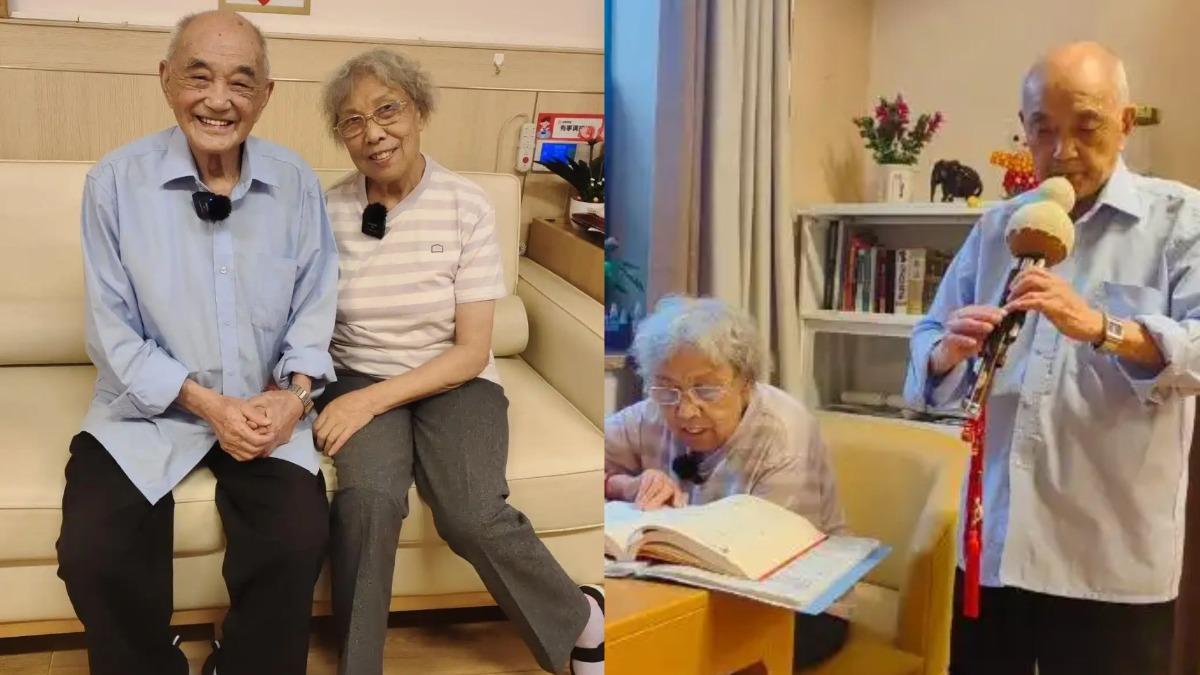 102歲的姜爺爺與85歲的張奶奶，是武漢一所養老院的神仙眷侶。（圖／翻攝自極目新聞）