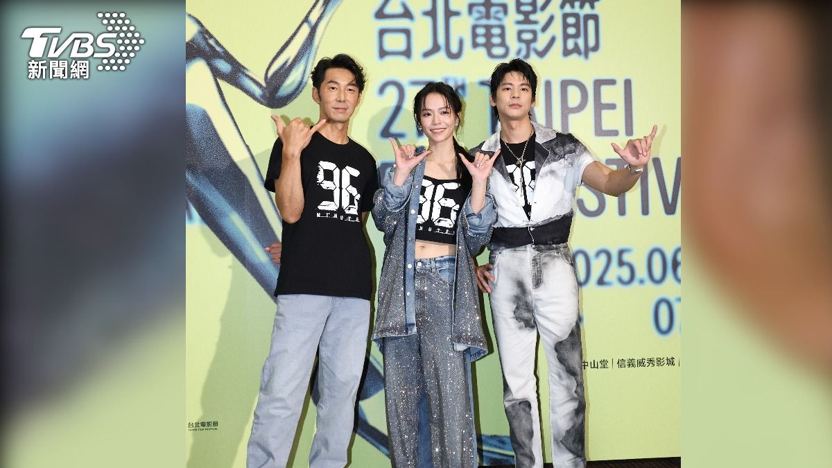 李李仁(左起)、宋芸樺以及林柏宏主演《96分鐘》首映。(圖/記者張哲鳴攝)