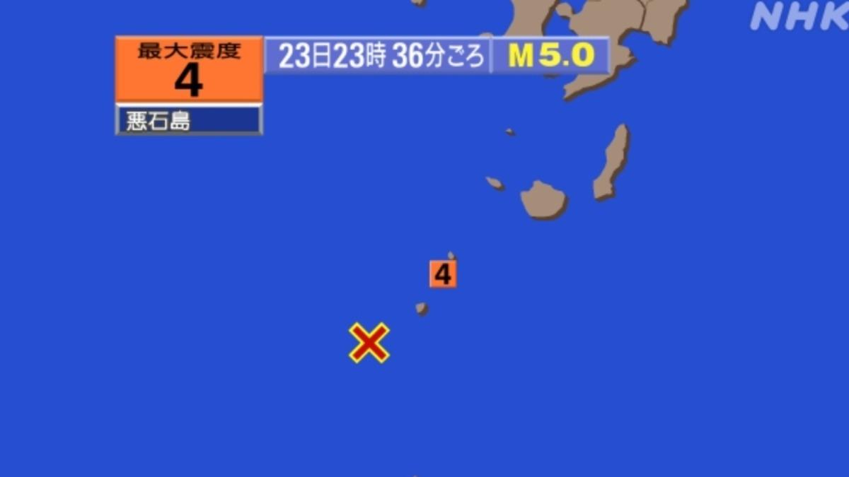 鹿兒島深夜連兩震　規模5.0淺層地震最大震度4