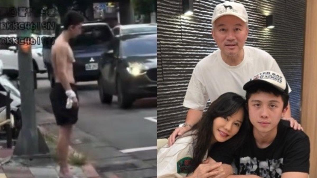 孫安佐被直擊半裸現身北投街頭。（圖／翻攝自黑色豪門企業、狄鶯臉書）