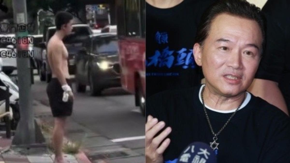 孫安佐被直擊半裸現身北投街頭。（圖／翻攝自黑色豪門企業、黃城碩攝）