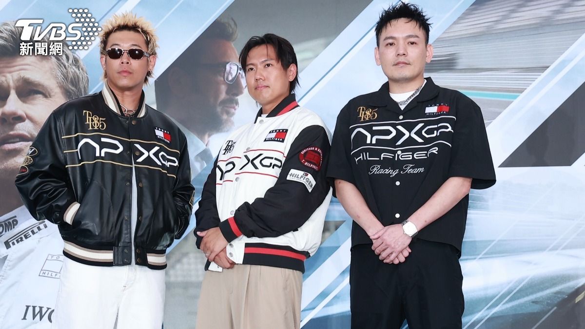 玖壹壹健志（左起）、洋蔥與春風出席《F1電影》首映會。（圖／記者黃城碩攝）