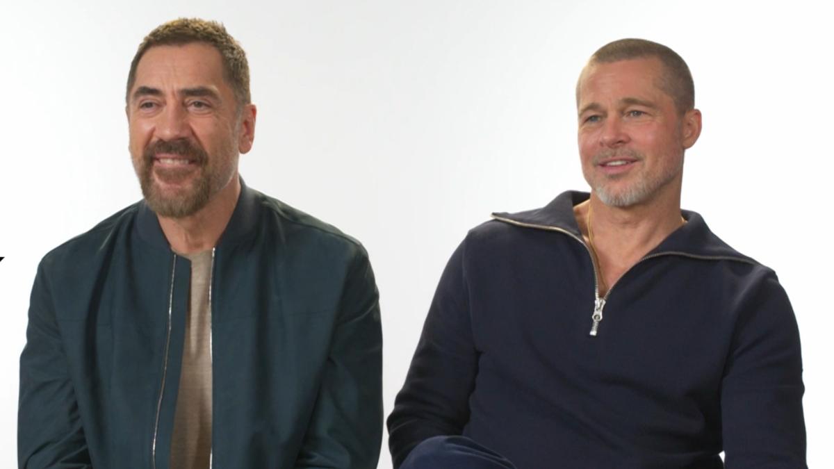 布萊德彼特、哈維爾巴登《F1電影》開心受訪。（圖／華納兄弟影業提供）