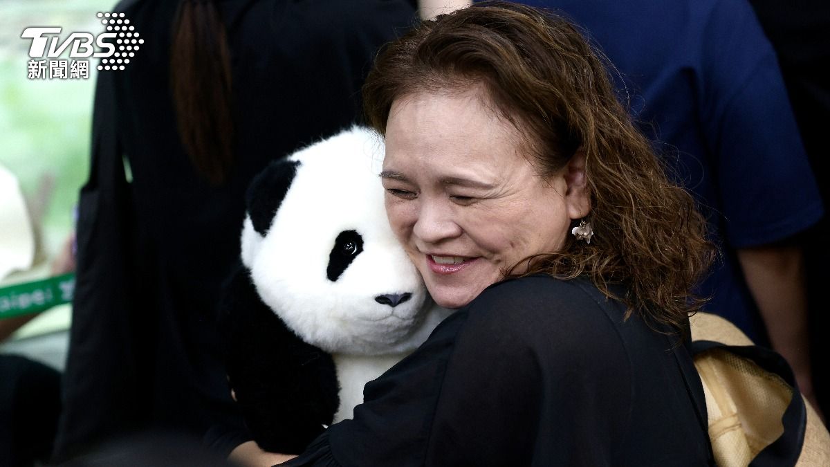 大貓熊「圓寶」粉開心慶生。(圖/記者華子琛攝)