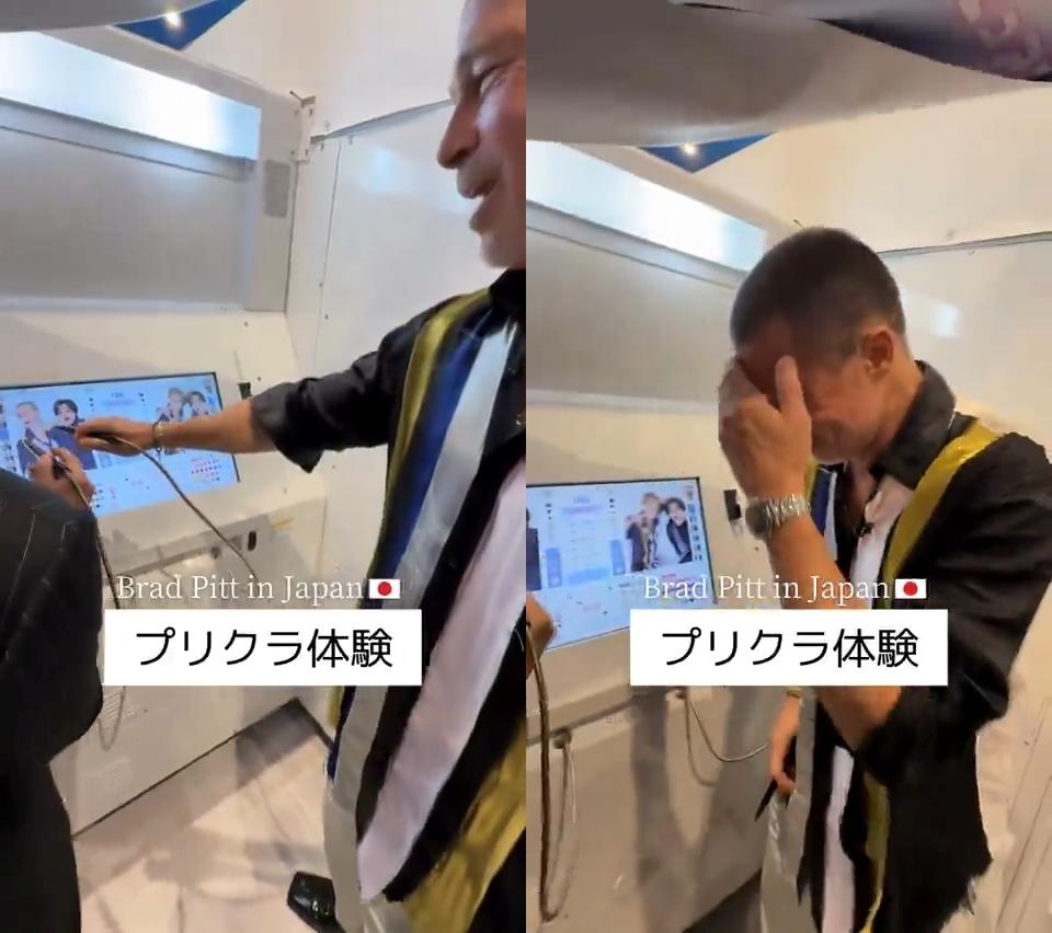 看到成果布萊德彼特不禁扶額。(圖/翻攝自F1Movie_jp推特)