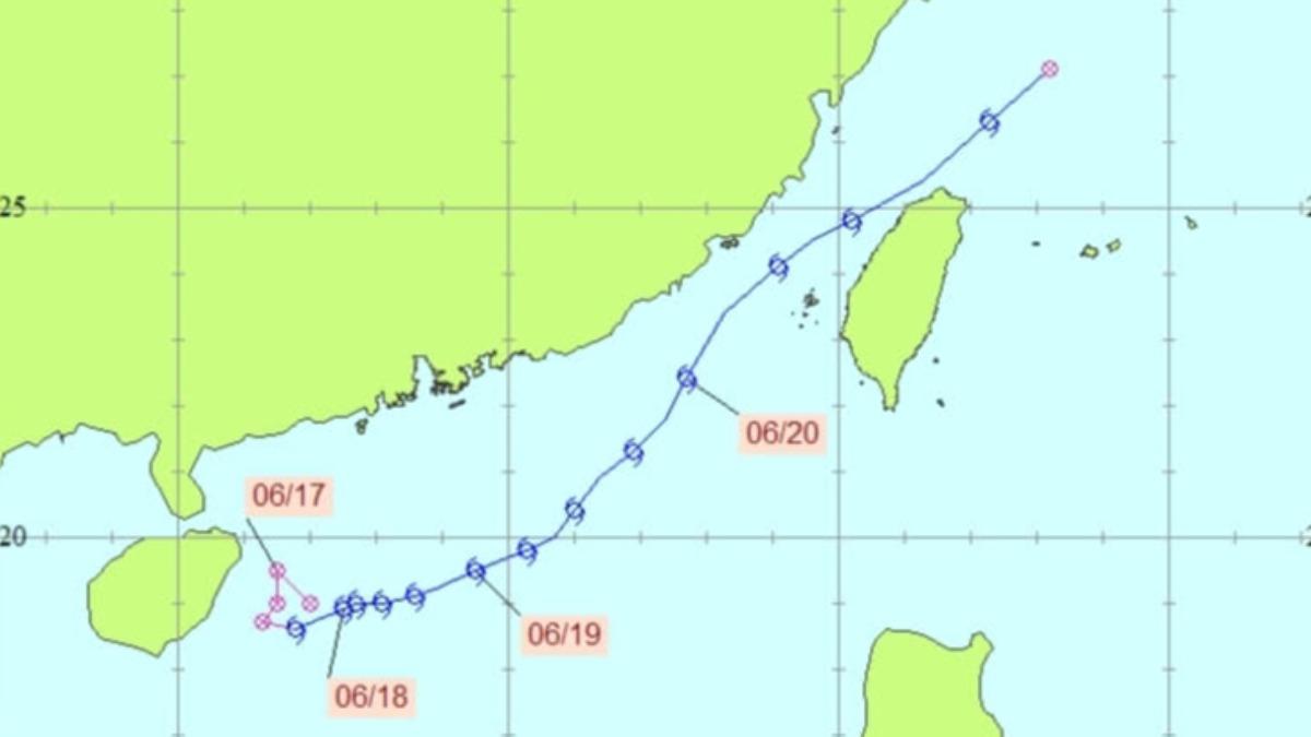 2012年颱風泰利路徑圖。（圖／翻攝自中央氣象署網頁）