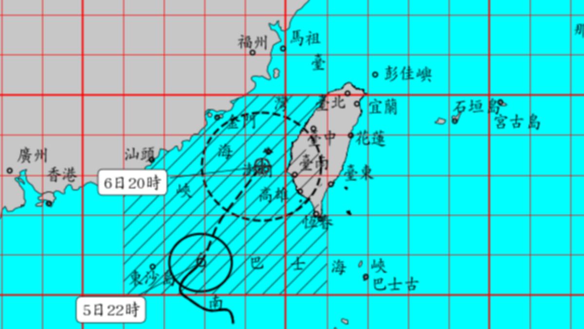 輕度颱風丹娜絲逼近，中央氣象署發布陸上颱風警報。（圖／翻攝氣象署）