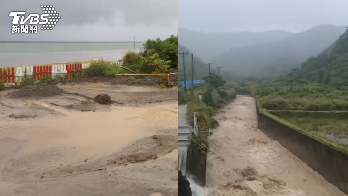 豪雨狂炸蘭嶼！「60公分高土石」沖斷多處道路　泥水成瀑布