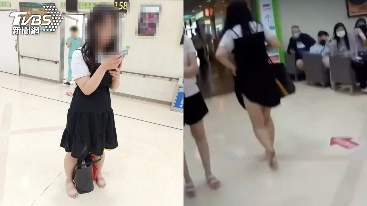 一名28歲的韓國籍金姓女子，手機沒裝SIM卡，且未告知家人，便飛來台灣散心，赤腳徘徊醫院。（圖／TVBS）