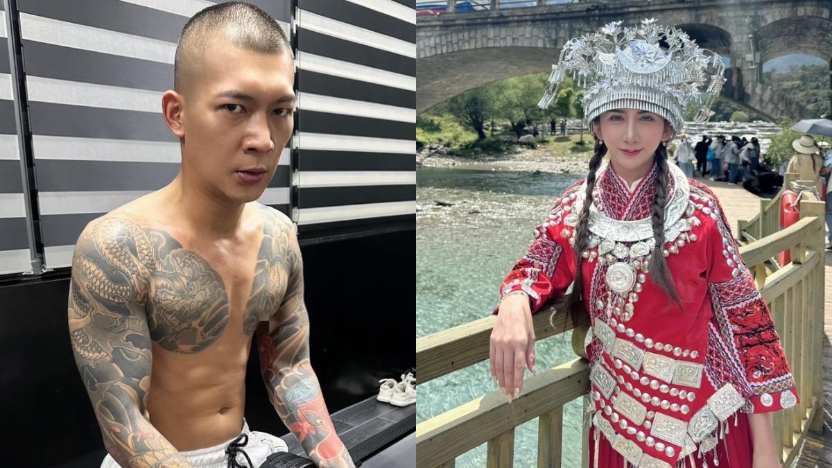 鳳梨被開12槍，前女友罔腰在社群開心發文寫下8字。（圖／翻攝自鳳梨、罔腰臉書）