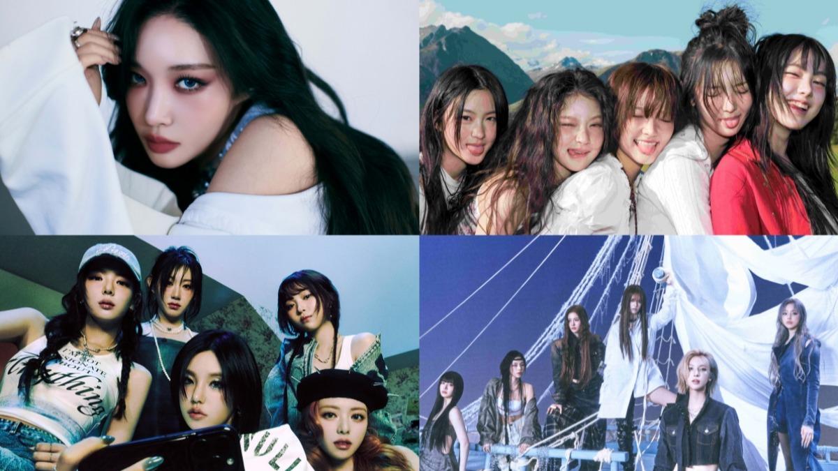 請夏、KiiiKiii（上排左起）、ITZY、NMIXX（下排左起）將一同在9月登上台北小巨蛋。（圖／寬宏藝術提供）